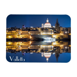 Harbour of Valletta old town at night Magnet