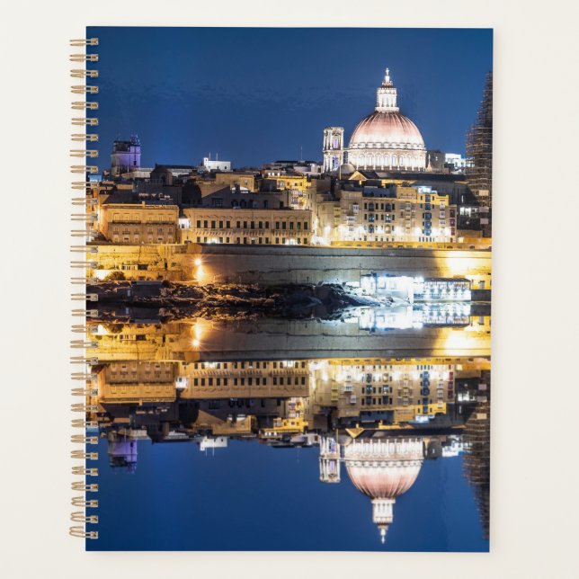 Harbour of Valletta old town at night Planner (Front)