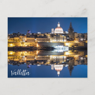 Harbour of Valletta old town at night Postcard
