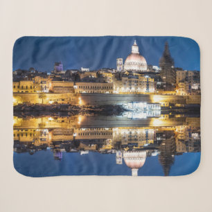 Harbour of Valletta old town at night Sherpa Blanket