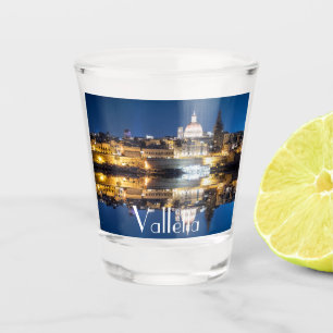 Harbour of Valletta old town at night Shot Glass