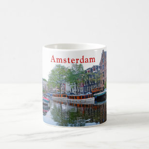Harbour on the canal in Amsterdam Coffee Mug
