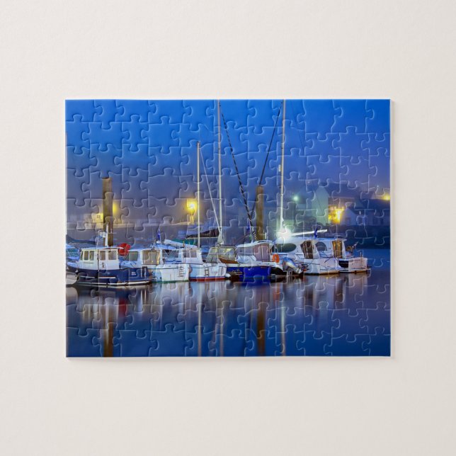 Harbour Port Boats Yachts Ocean Sea Reflections Jigsaw Puzzle (Horizontal)