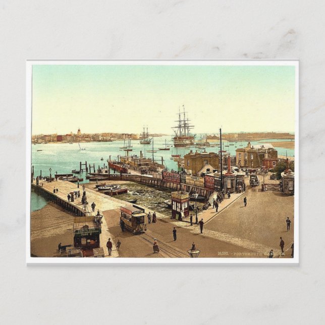 Harbour, Portsmouth, England classic Photochrom Postcard (Front)