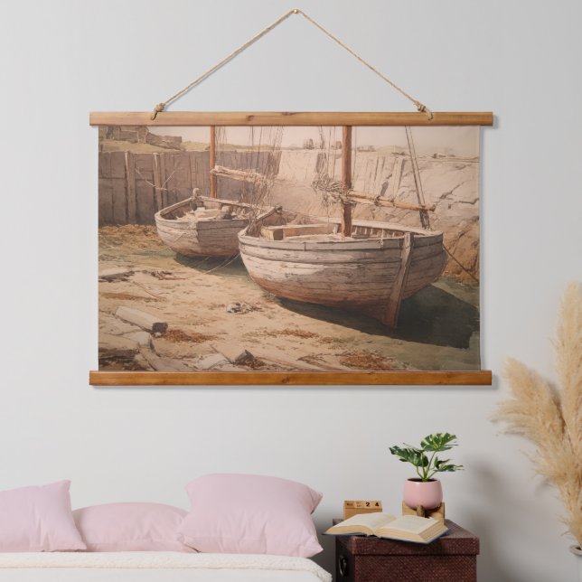 Harbour Rest: Sepia Low Tide Hanging Tapestry (Bedroom)