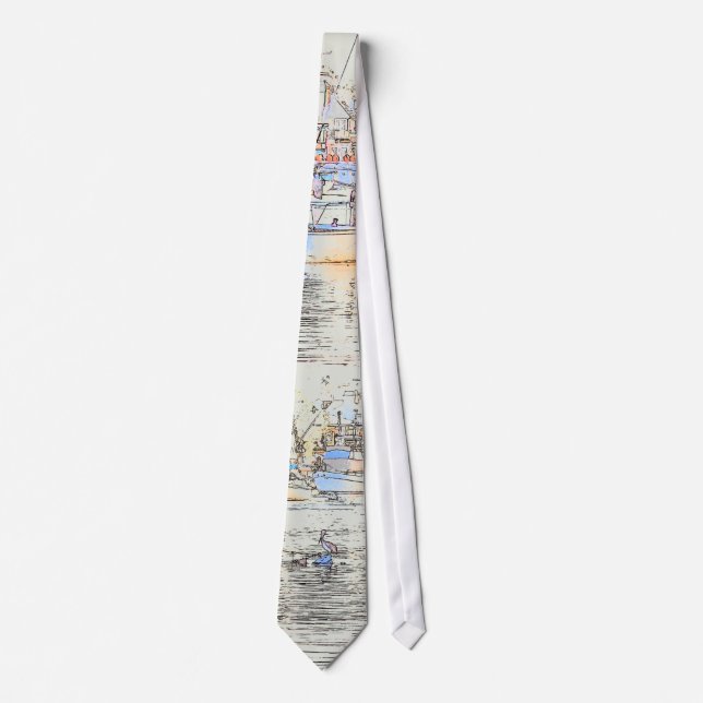 Harbour Sailboats Art Tie (Front)