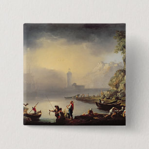 Harbour Scene 15 Cm Square Badge