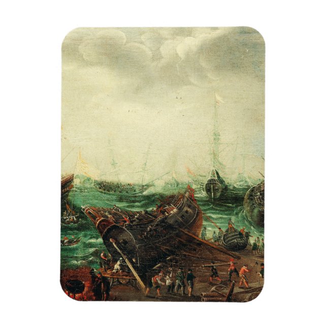Harbour scene by Adam Willaerts  Magnet (Vertical)
