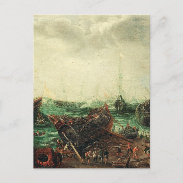 Harbour scene by Adam Willaerts  Postcard (Front)