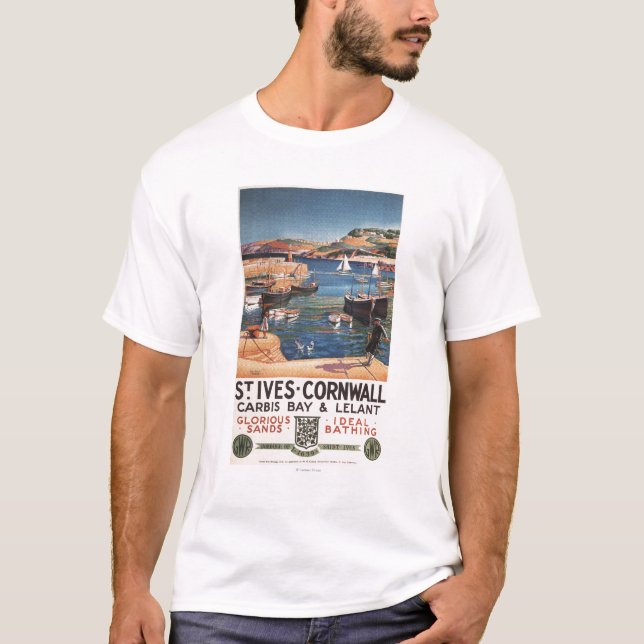 Harbour Scene with Girl and Gulls Railway T-Shirt (Front)