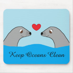 Harbour Seals in Love Mouse Mat