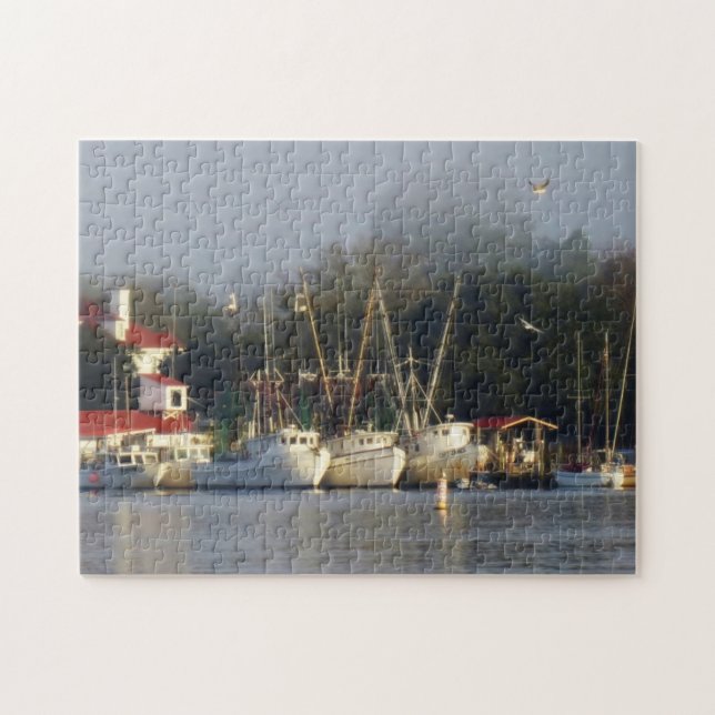 Harbour Shrimp Boats at Morning Jigsaw Jigsaw Puzzle (Horizontal)