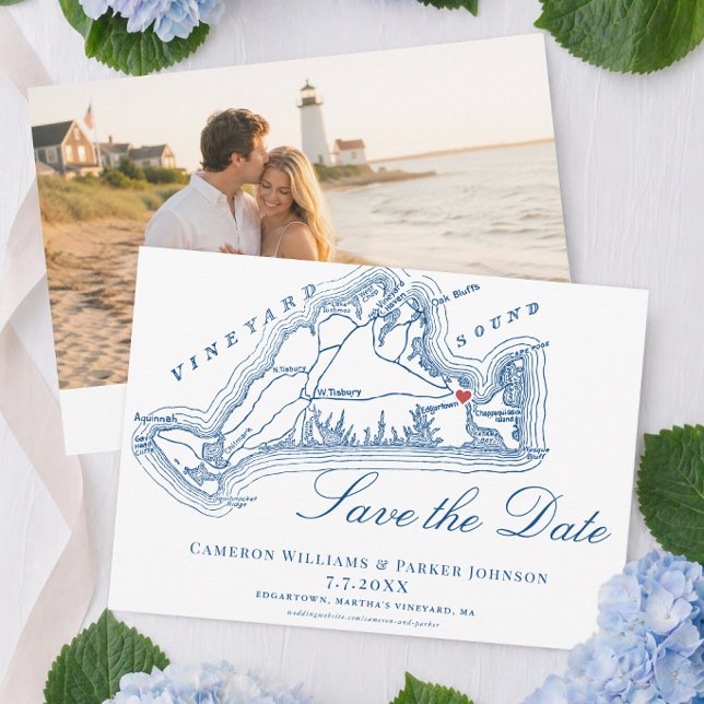 Harbour View Hotel Wedding Martha's Vineyard Save The Date (Harbor View Hotel Wedding Edgartown Martha's Vineyard Map Save the Date by Coastal Map Designs)