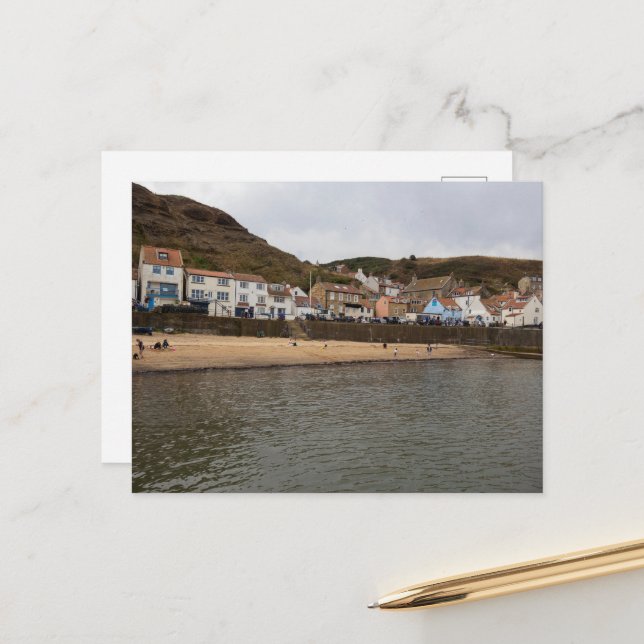 Harbour View of Staithes Village Postcard (Front/Back In Situ)