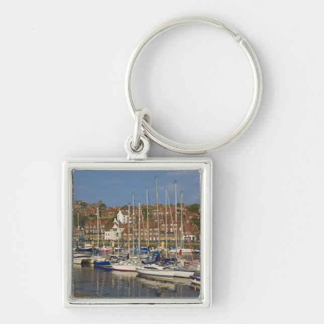 Harbour, Whitby, North Yorkshire, England Key Ring (Front)