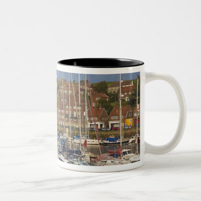 Harbour, Whitby, North Yorkshire, England Two-Tone Coffee Mug (Right)