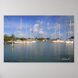 Harbour with Sailboats in Antigua Canvas Print