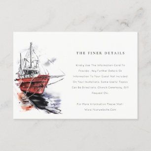 Harbour Yacht Sailboat Watercolor Wedding Details Enclosure Card