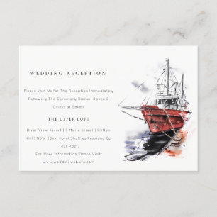 Harbour Yacht Sailboat Watercolor Wedding Receptio Enclosure Card