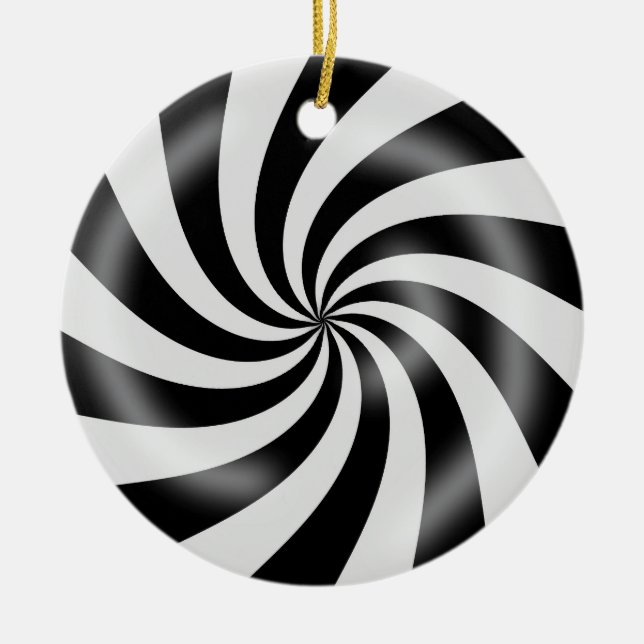 Hard Black and White Swirl Candy Design Ornament (Front)