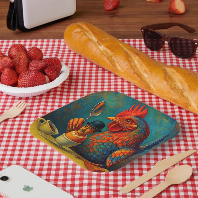 Hard-Boiled Human - Fowl Play at Breakfast Paper Plate (Picnic)