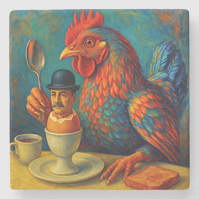 Hard-Boiled Human - Fowl Play at Breakfast Stone Coaster (Front)