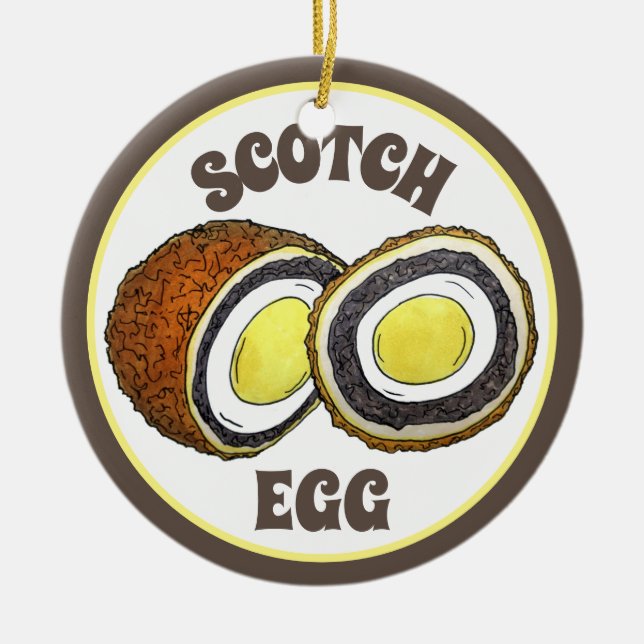 Hard Boiled Scotch Eggs UK British Snack Food Ceramic Tree Decoration (Front)
