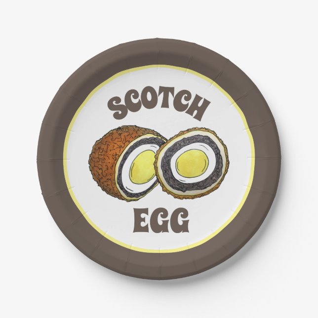 Hard Boiled Scotch Eggs UK British Snack Food Paper Plate (Front)