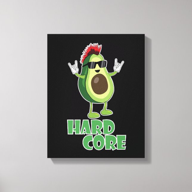Hard Core Avocado Funny Canvas Print (Front)