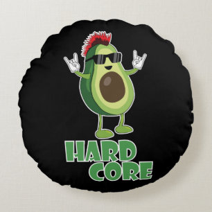Hard Core Avocado Funny Round Cushion