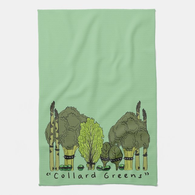Hard Core Collard Greens Tea Towel (Vertical)