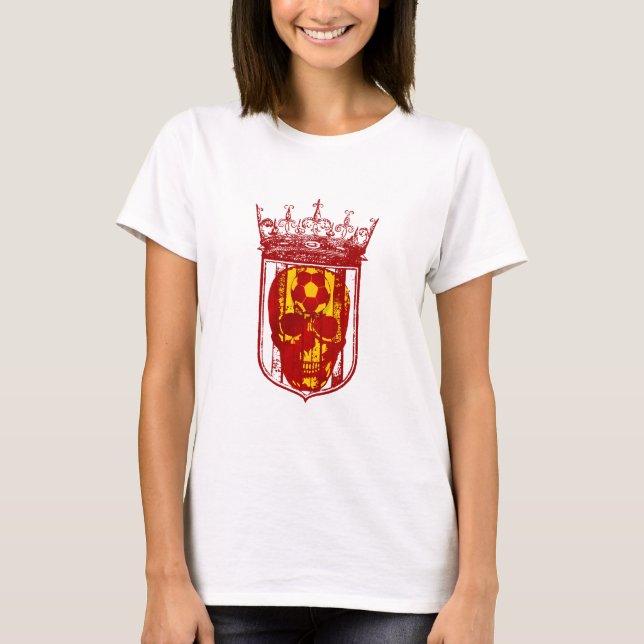 Hard core Spanish futbol fans skull shield gifts T-Shirt (Front)