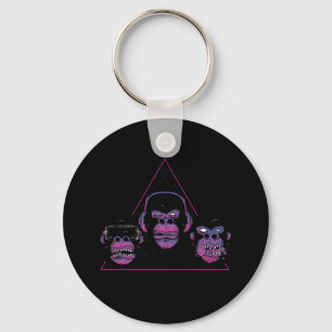 Hard Core Video Game Players Three Monkeys Key Ring