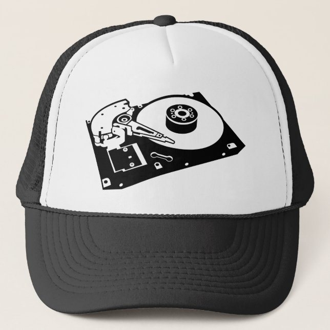 Hard Disc Drive - Computer Geek Hacker Old School Trucker Hat (Front)