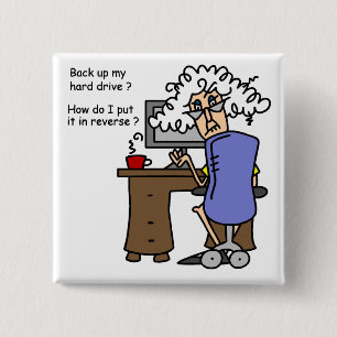 Hard Drive Back Up Humourous 15 Cm Square Badge