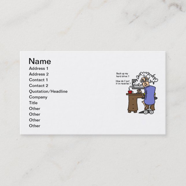 Hard Drive Back Up Humourous Business Card (Front)