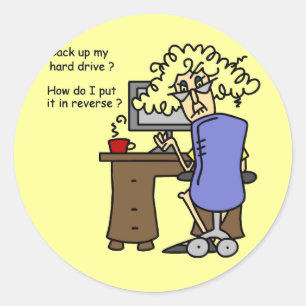 Hard Drive Back Up Humourous Classic Round Sticker