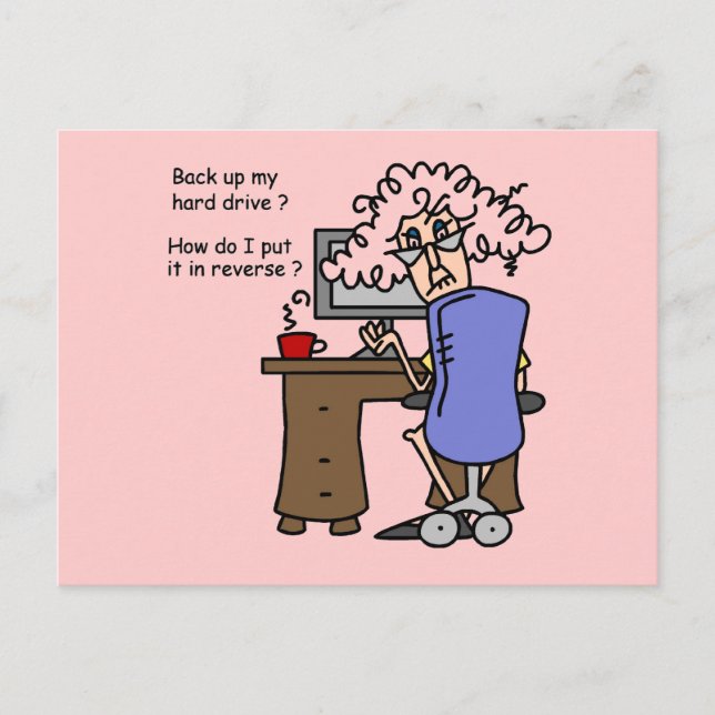 Hard Drive Back Up Humourous Postcard (Front)