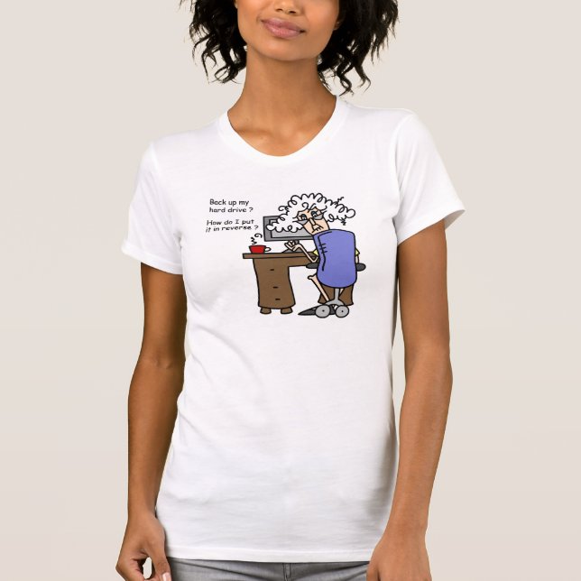 Hard Drive Back Up Humourous T-Shirt (Front)