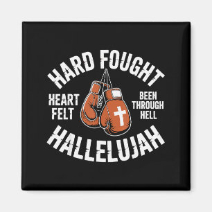 Hard Fought Hallelujah Boxing Gloves Christian Box Magnet
