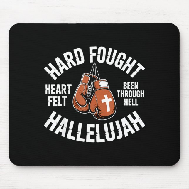 Hard Fought Hallelujah Boxing Gloves Christian Box Mouse Mat (Front)