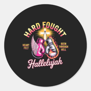 Hard Fought Hallelujah Boxing Gloves Faith Classic Round Sticker