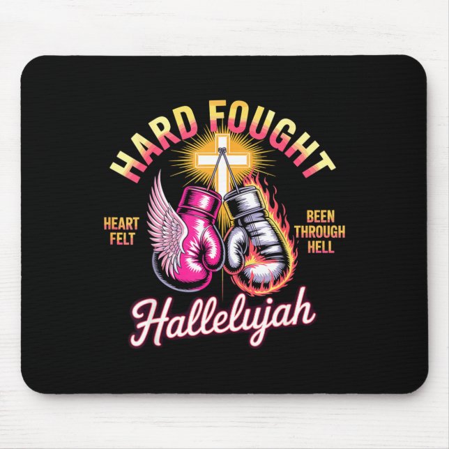Hard Fought Hallelujah Boxing Gloves Faith  Mouse Mat (Front)