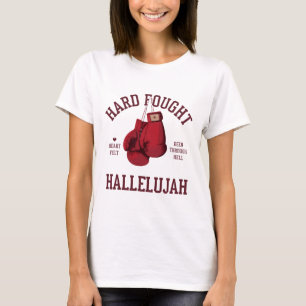Hard Fought Hallelujah Pink Bow Boxing Gloves T-Shirt