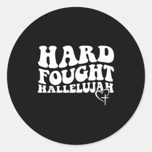 Hard Fought Hallelujah Retro Groovy Jesus Classic Round Sticker