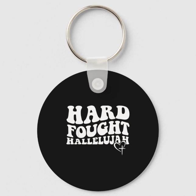 Hard Fought Hallelujah Retro Groovy Jesus  Key Ring (Front)