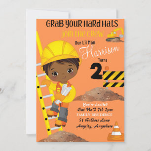 Hard Hat Birthday Invitation Card