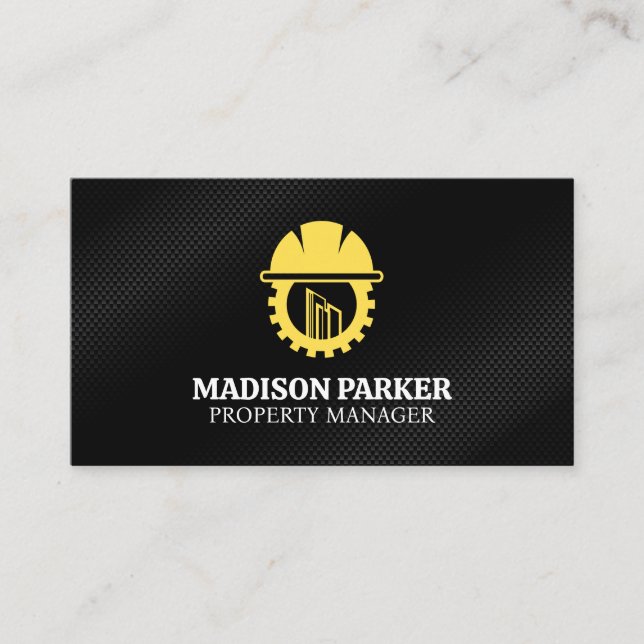 Hard Hat Construction | Hammer Logo | Builders Business Card (Front)