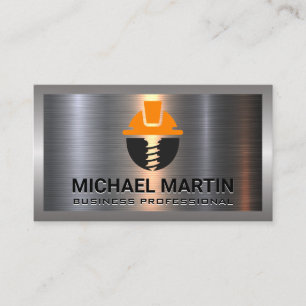 Hard Hat Screw   Construction Logo   Aluminium Business Card