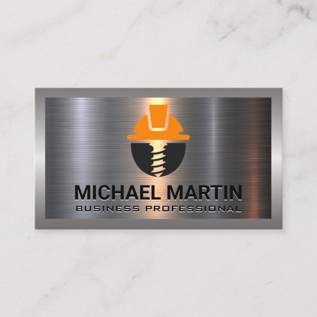 Hard Hat Screw | Construction Logo | Aluminium Business Card (Front)